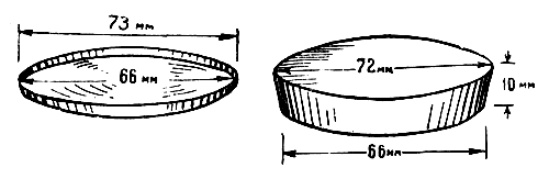 Рис. 4. Слева — крышка жестяная; справа — пробка деревянная
